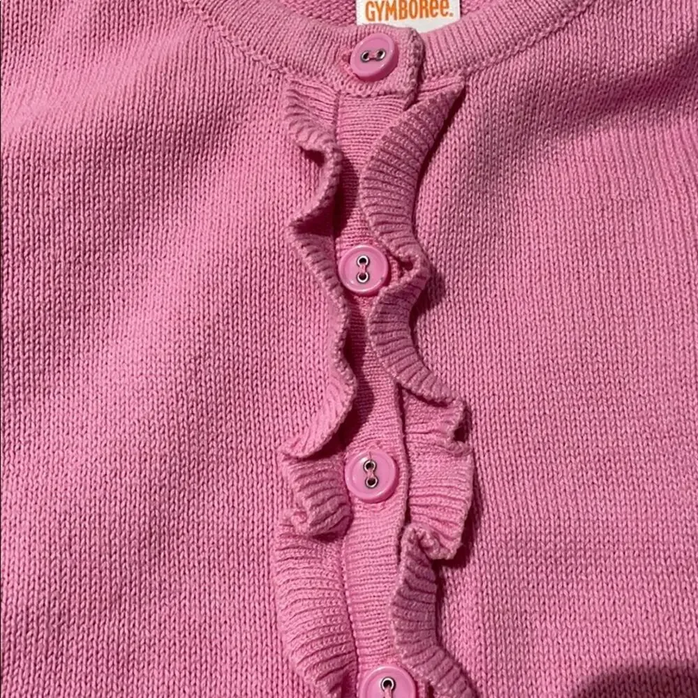 Gymboree 12-18m pink ruffle cardigan euc